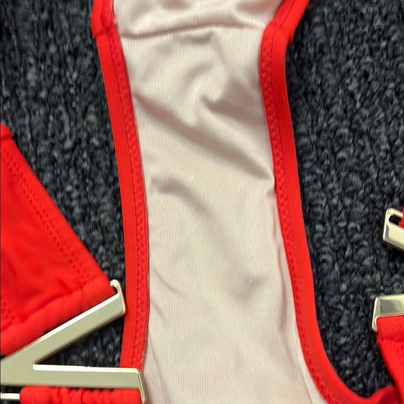 Victoria’s Secret Vibrant Red Gold Crop Top Women's Bikini High Cut Set. Small - Picture 6 of 7